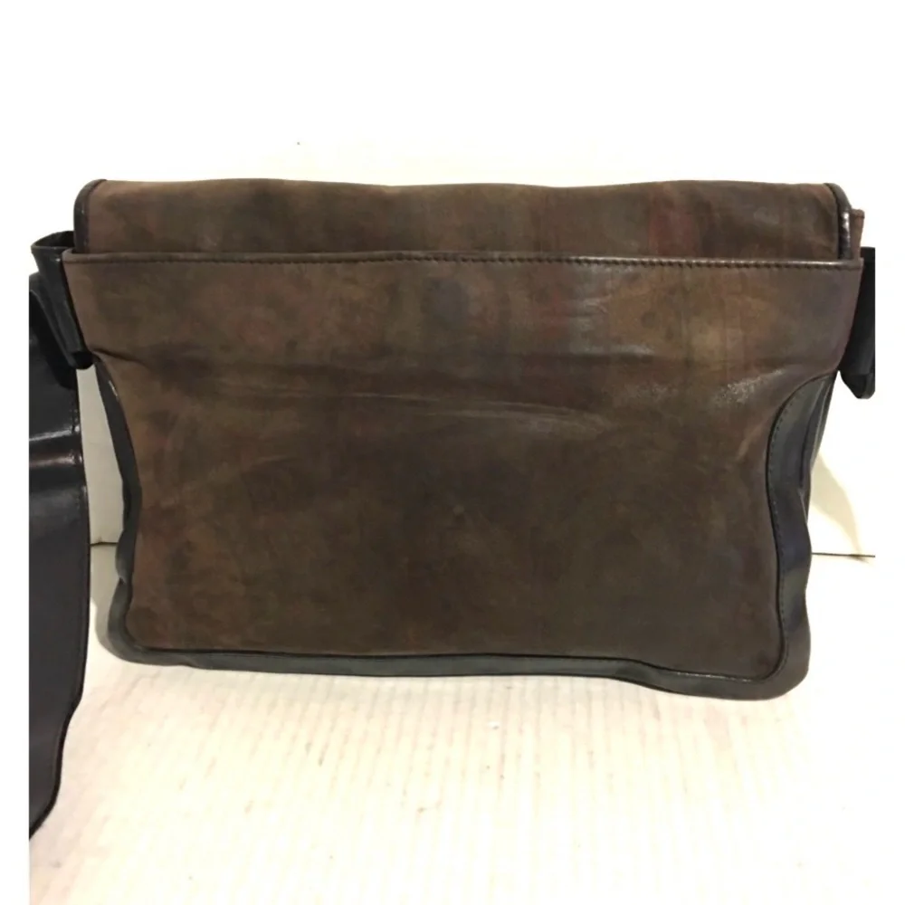 Cole haan unisex Brown distressed Leather Messenger Bag